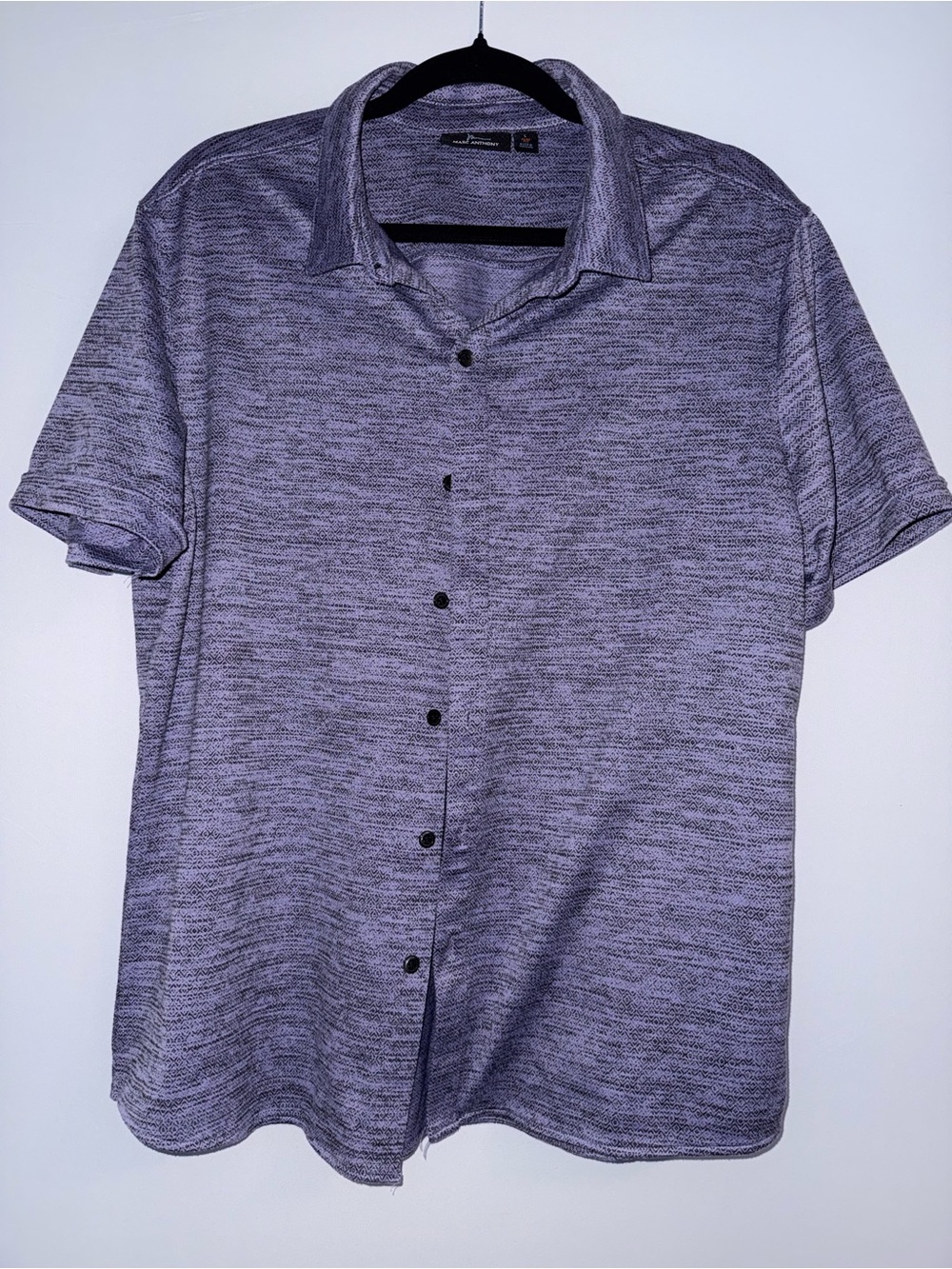 Marc Anthony Short-Sleeve Button-Down Shirt - Heather Gray